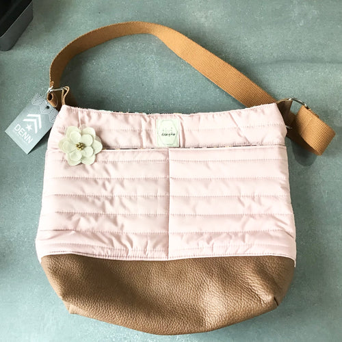 Pink purse with Brown Leather