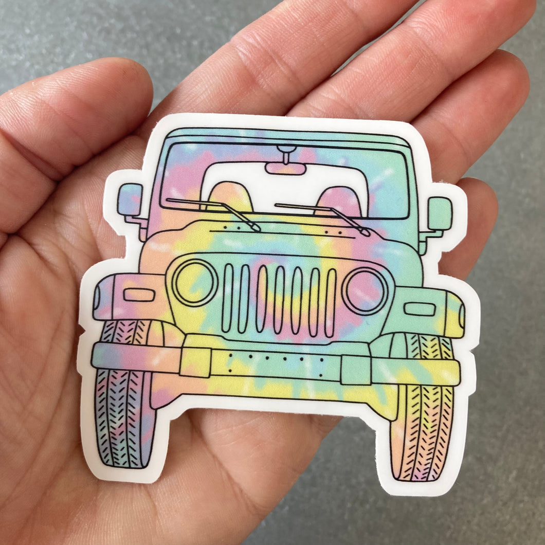 Sticker- Jeep, Tye Dye (pastel)