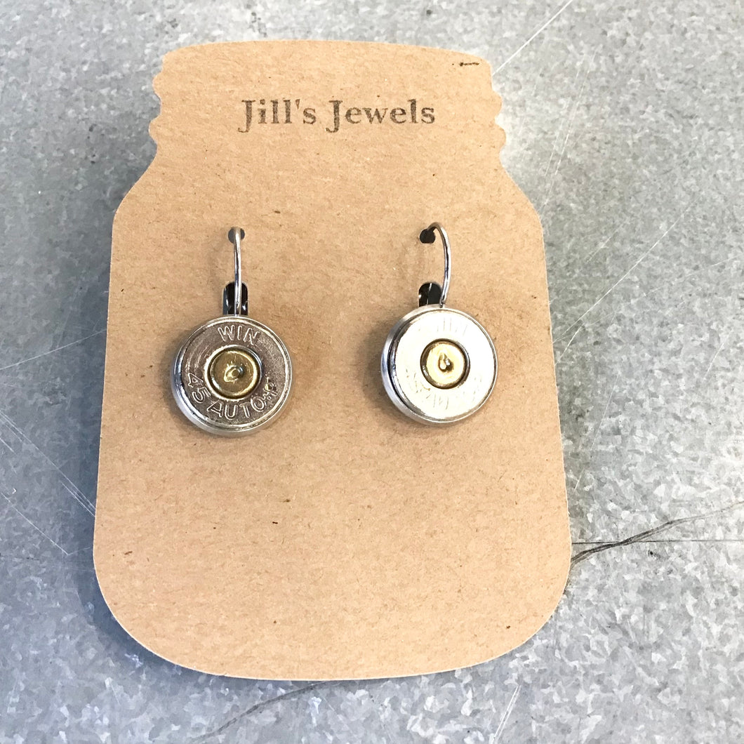 Bullet Earrings - silver w/gold colored center
