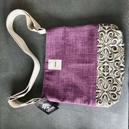 Purple purse with Cream Leather