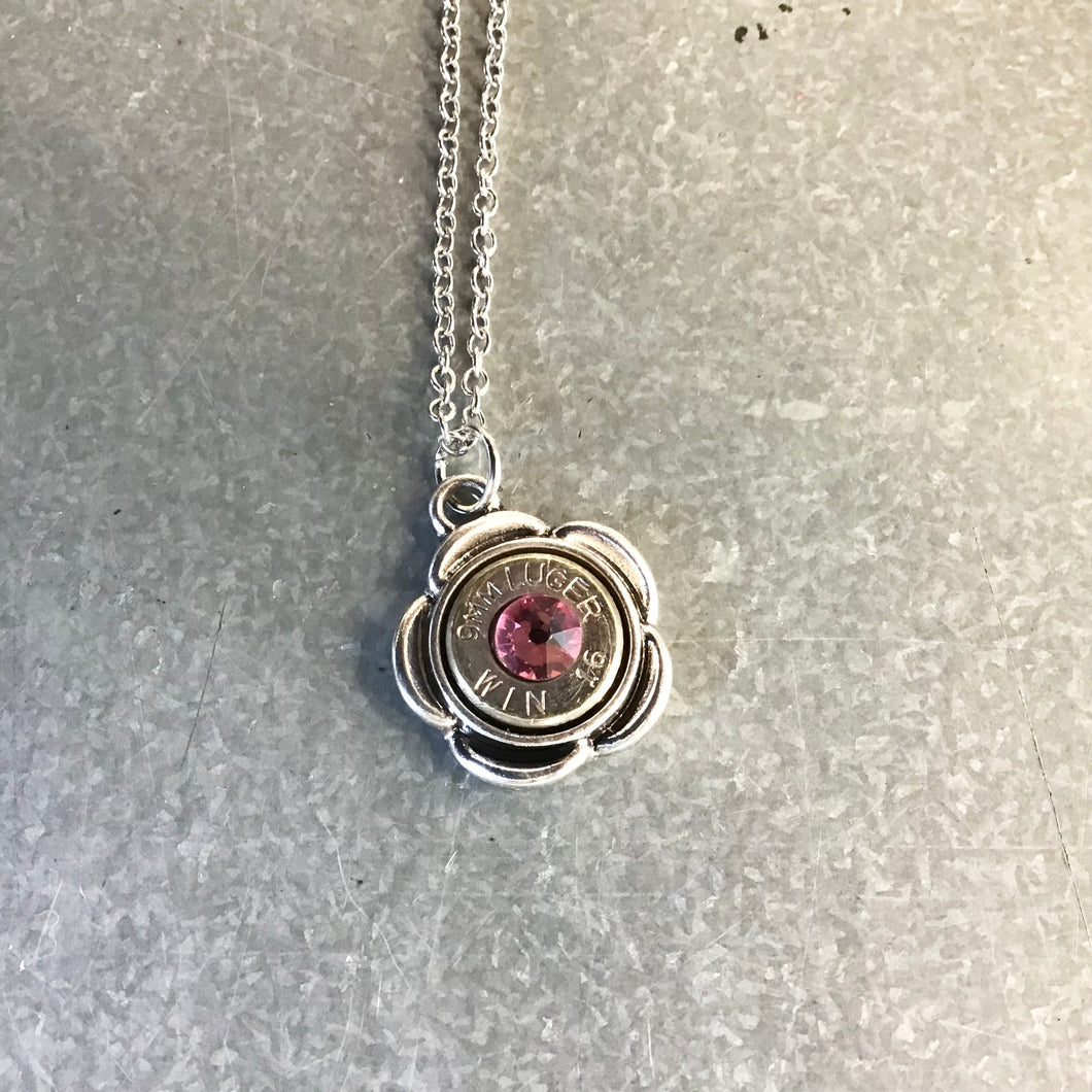 Bullet Necklace- Small Flower, pink