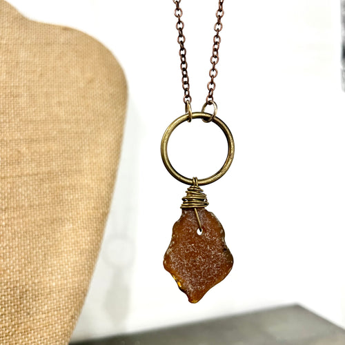 Necklace-  Beach Glass: Brown, Bronze