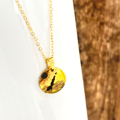 Necklace- Door County Sun & Waves (gold)