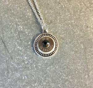 Bullet Necklace- circular black pendant