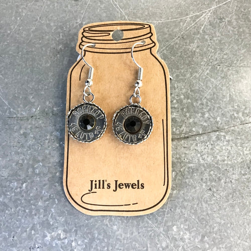 Bullet Earrings - black stone center