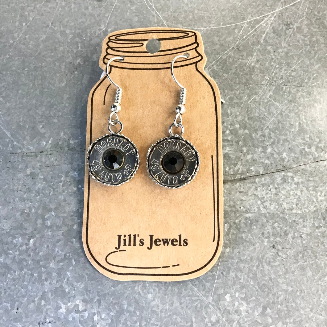 Bullet Earrings - black stone center