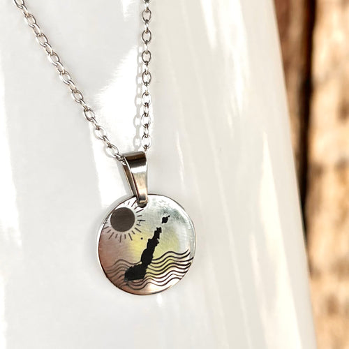 Necklace- Door County Sun & Waves (silver)