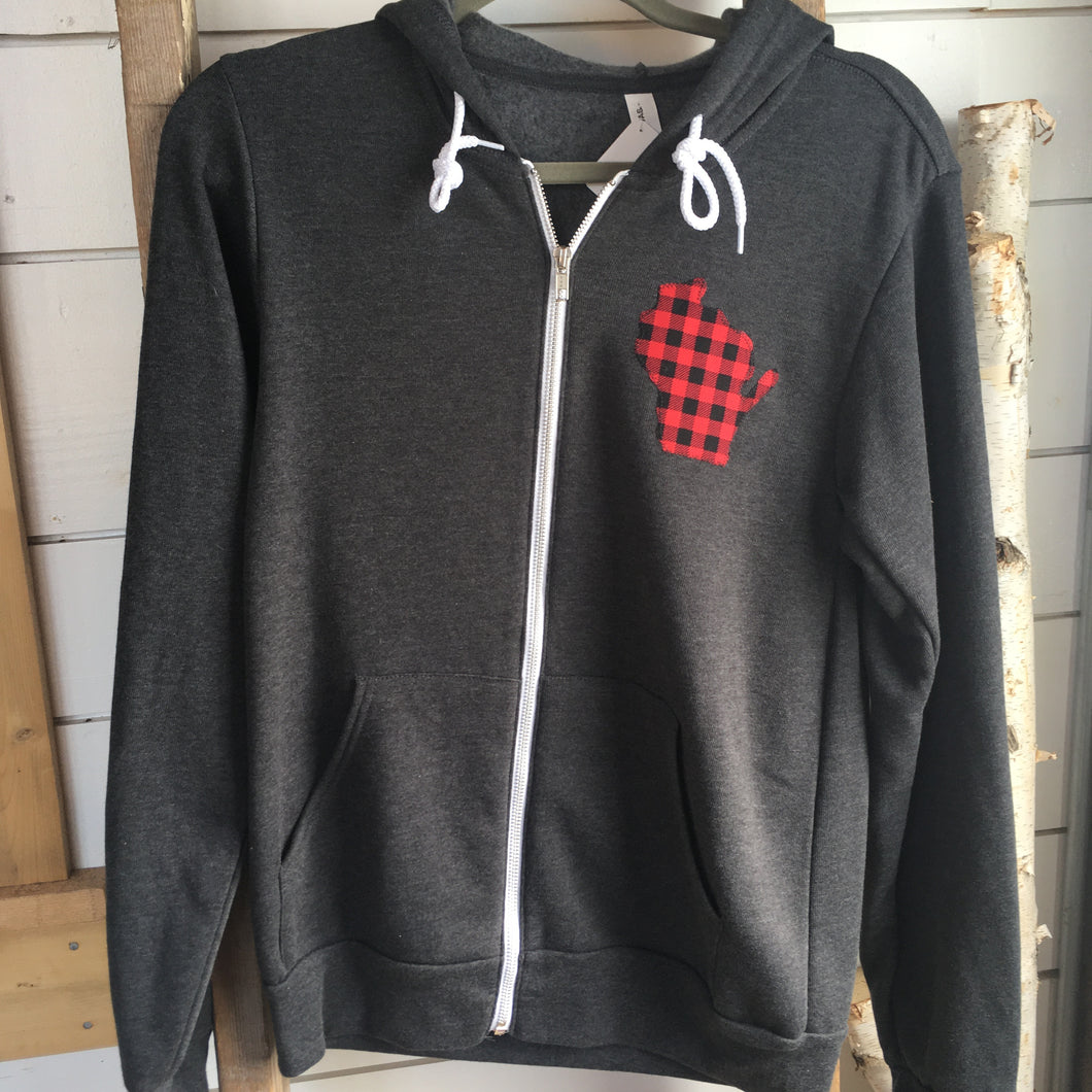 PG: Hoodie- Wisconsin: Buffalo Plaid Zip