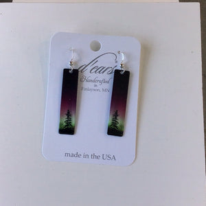 Northern Lights Bar Earrings with trees