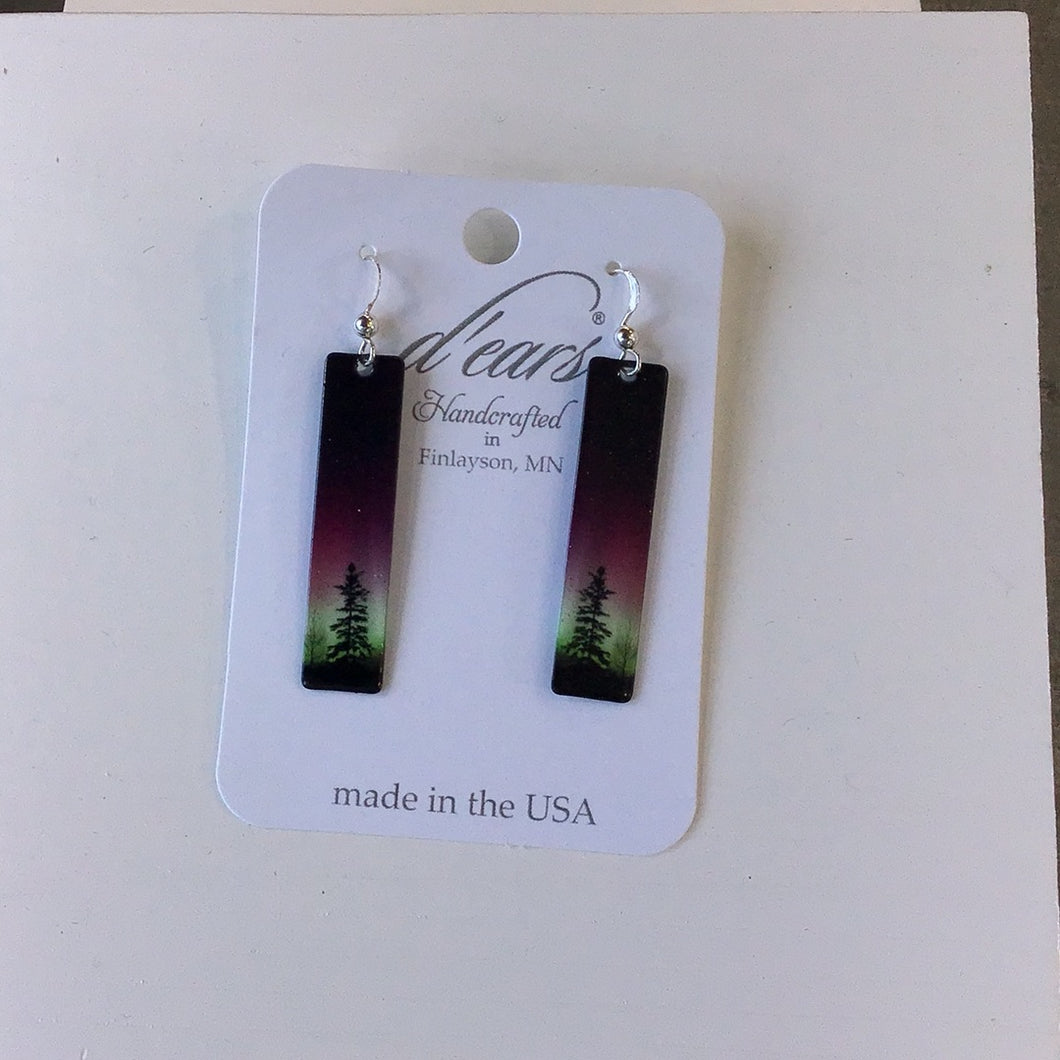 Northern Lights Bar Earrings with trees
