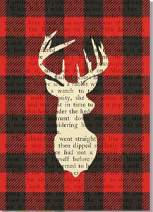 Plaid Deer Printed on Book Page (8x10)