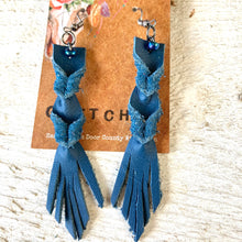 Load image into Gallery viewer, Earring- Leather Dangle, Blue