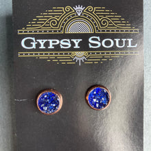 Load image into Gallery viewer, GS- Geode Studs, Blue &amp; Rose Gold
