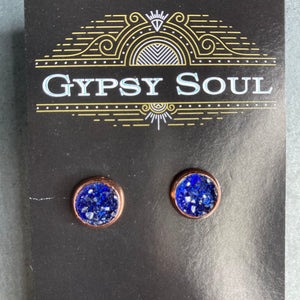 GS- Geode Studs, Blue & Rose Gold