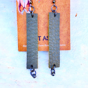 Earrings Grey Leather with beads