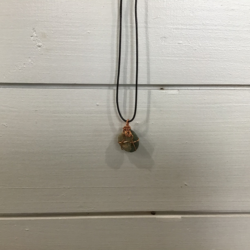 Necklace-Stone/Grey&buff w/copper