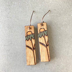 JG- Wood Earring, Blue Flower