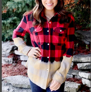 Plaid Bleached Flannel Shirt (womans)