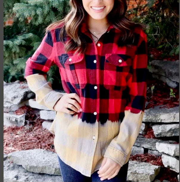 Plaid Bleached Flannel Shirt (womans)