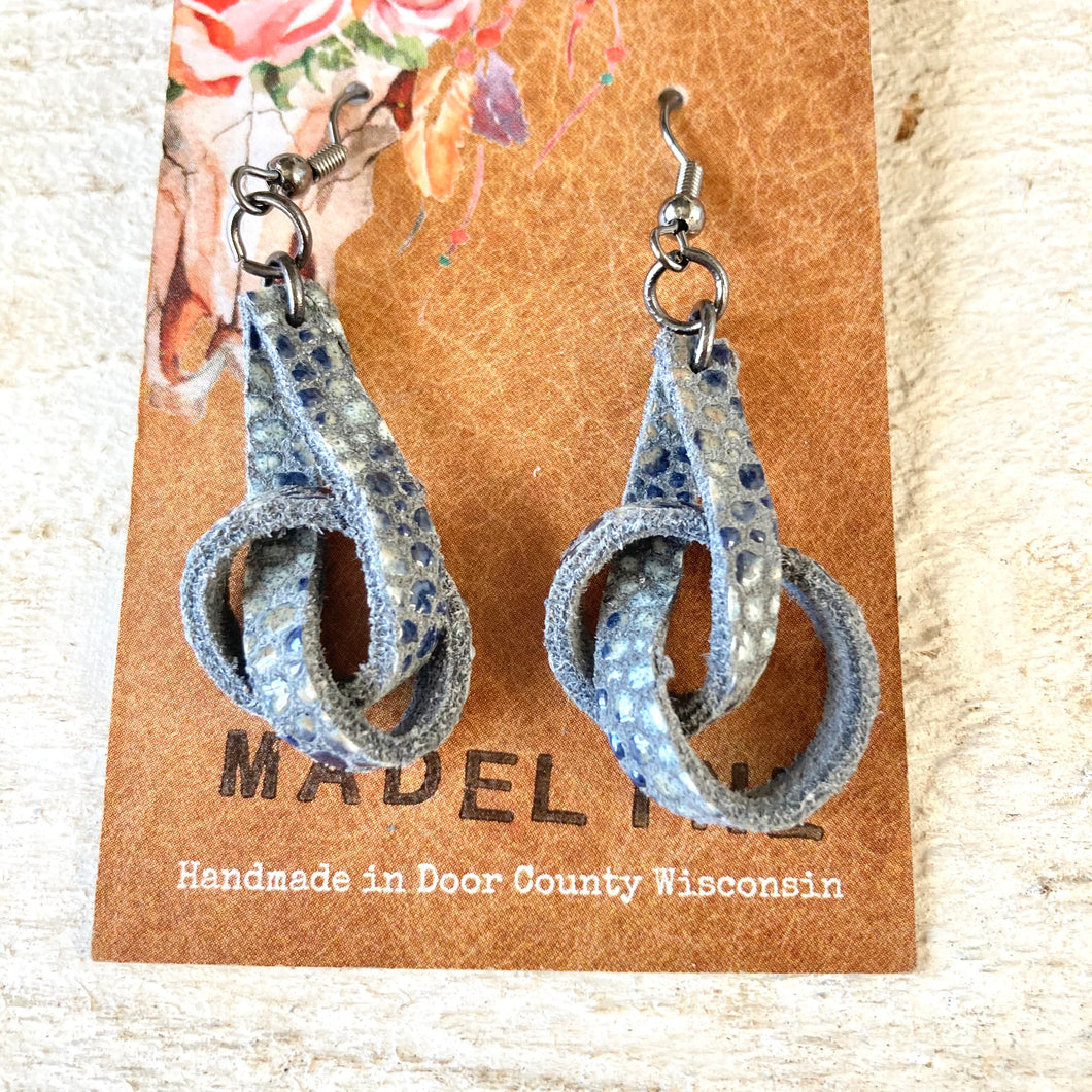 Earring- Leather Knot, Gray