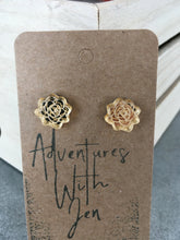 Load image into Gallery viewer, Earring Stud, Acrylic - Gold Flower