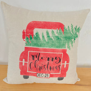 Pillow- Red Christmas Truck