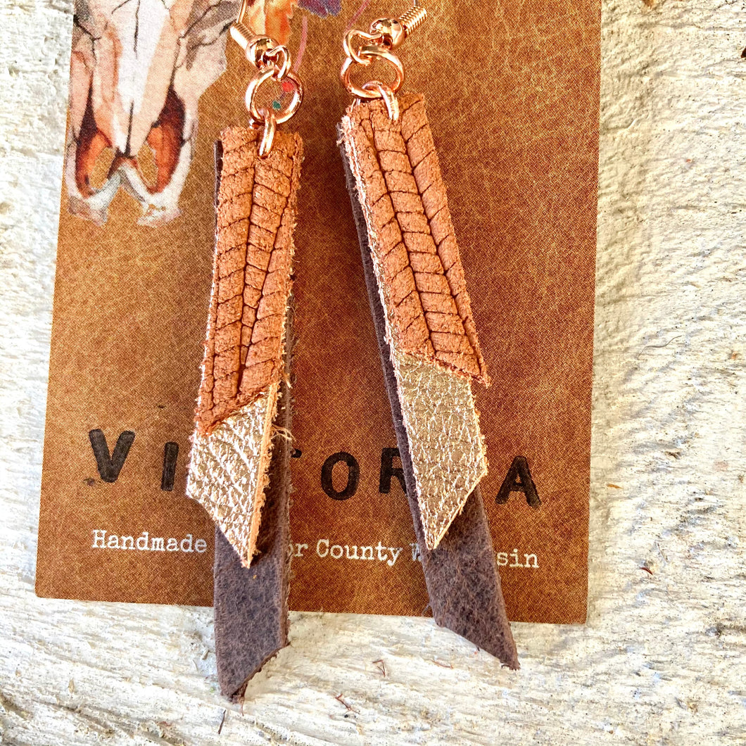 Earring- Leather Drop, Brown