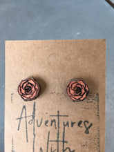 Load image into Gallery viewer, Earring Stud, Wood - Pink Rose