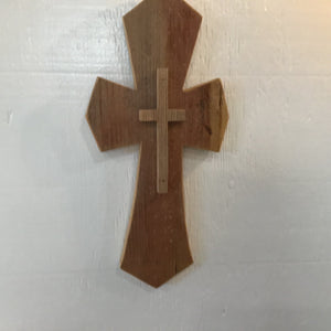Cross- Rustic wood with red hue