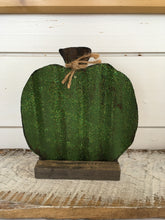 Load image into Gallery viewer, Large Tin Pumpkin - Green Glitter