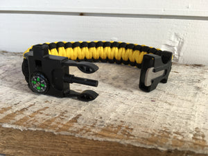 Paracord Survival Bracelet - Black & Yellow