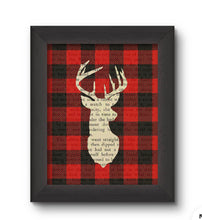 Load image into Gallery viewer, Plaid Deer Printed on Book Page (8x10)
