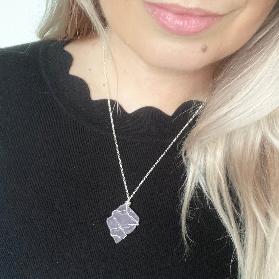 GS-Beach Glass Necklace, Purple