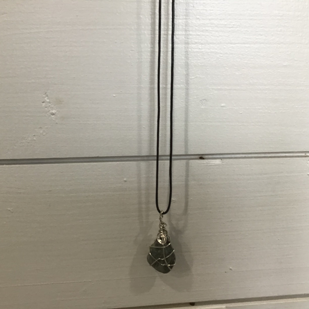 Necklace-Stone/Grey w/silver&black