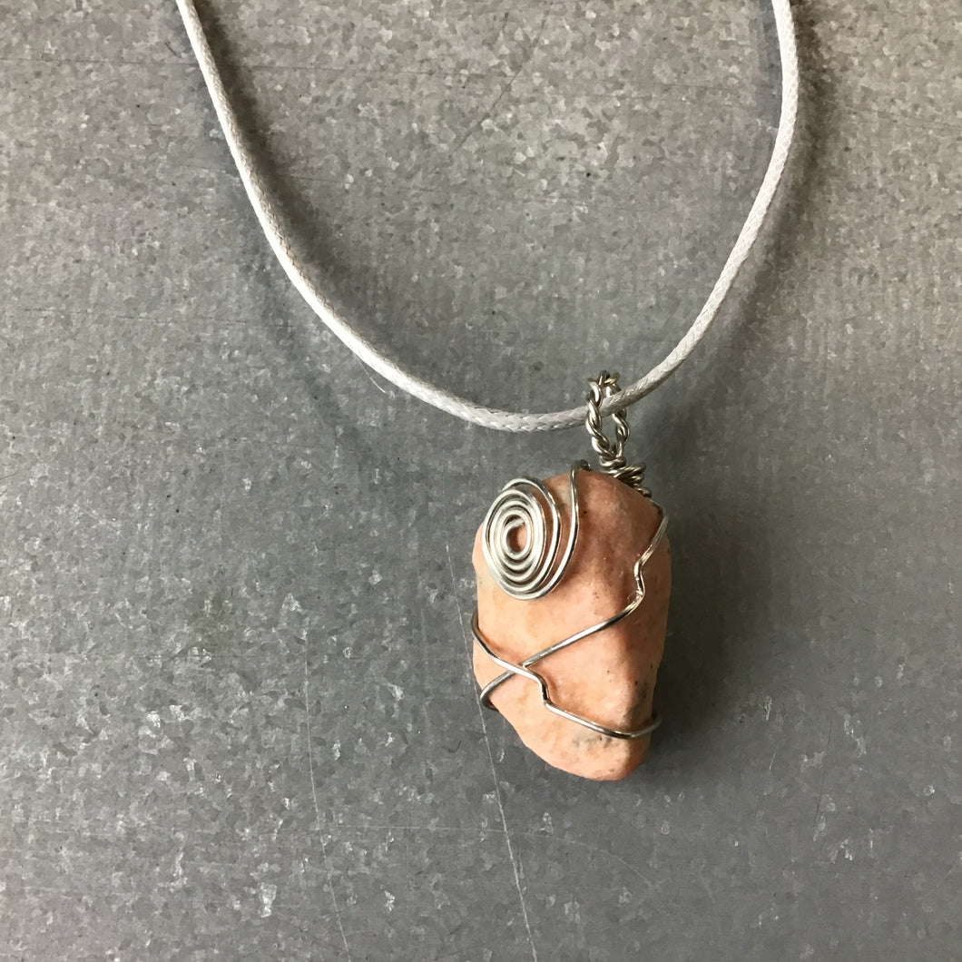 Necklace-Stone/Pink&Silver