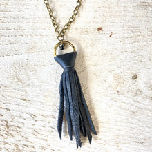 Load image into Gallery viewer, Necklace- Leather Tassel, Black