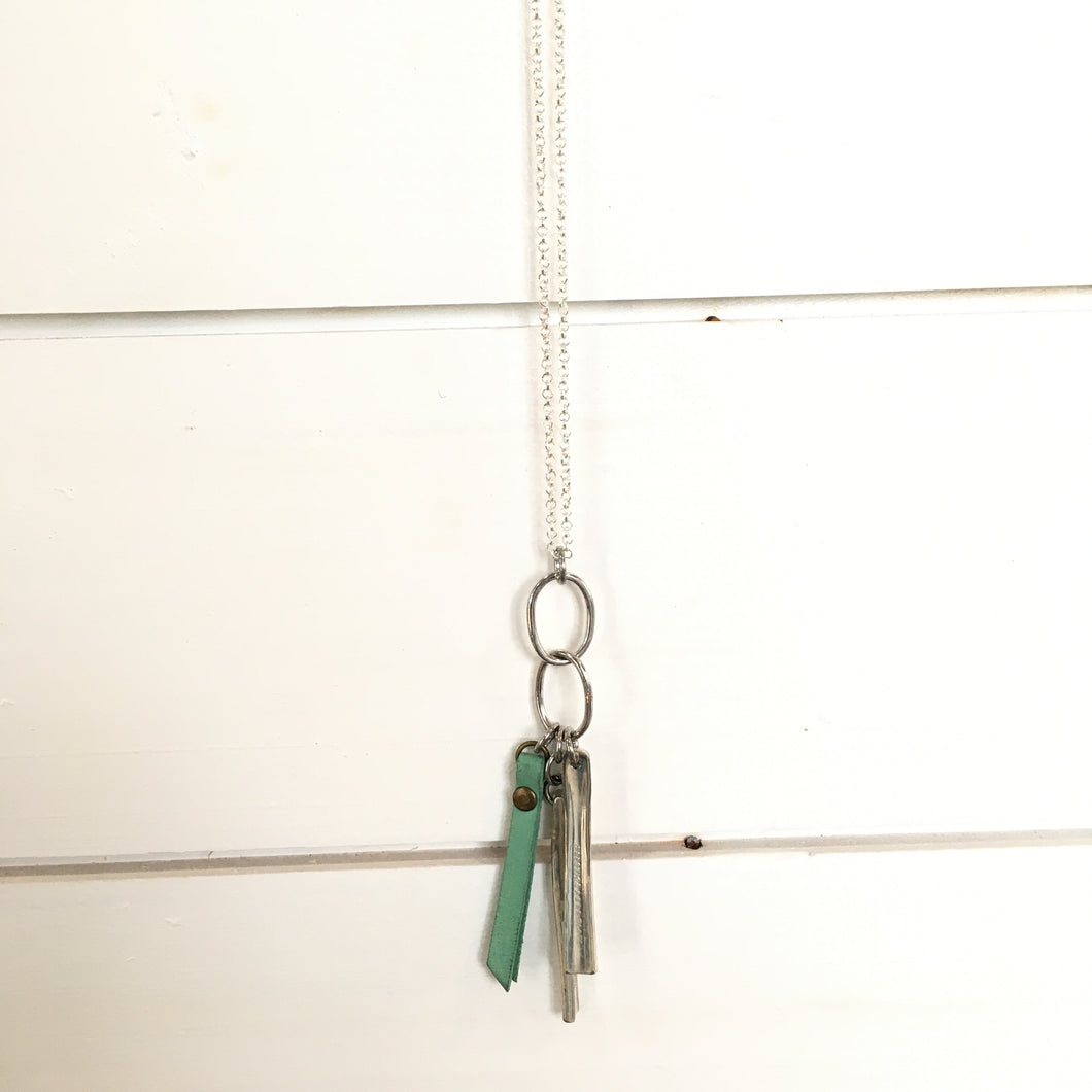 Necklace - Silverware & Leather, Mint