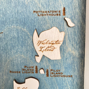 Wall Art- Door County Lighthouse Map