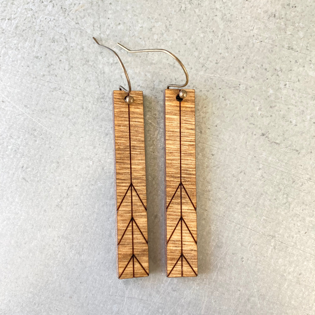 JG- Wood Earring, Wood Chevron