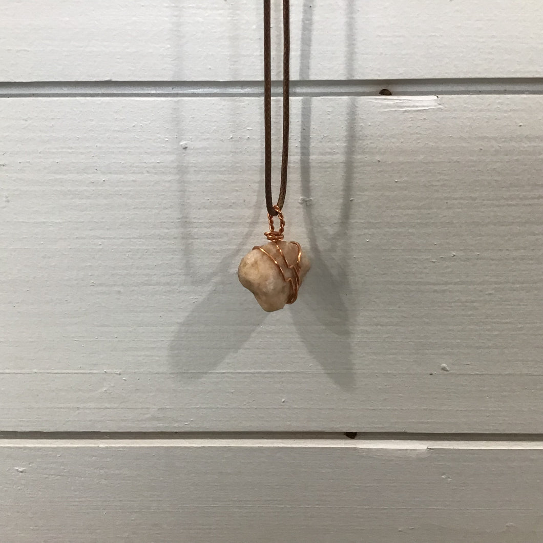 Necklace-Stone/Buff w/copper&brown