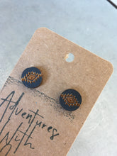 Load image into Gallery viewer, Earring Stud, Wood- Navy Aztec