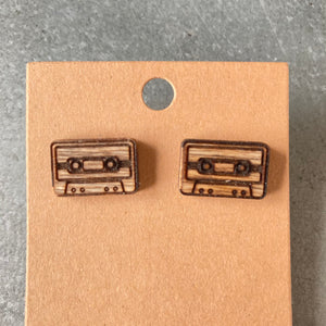 Earring Stud, Wood- Tape