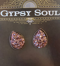 Load image into Gallery viewer, GS- Geode Teardrop Studs, Brown