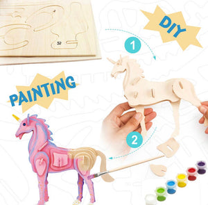 3D Wood Puzzle Paint Kit- Unicorn