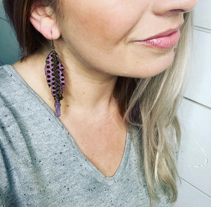 GS- Purple Leather Earrings