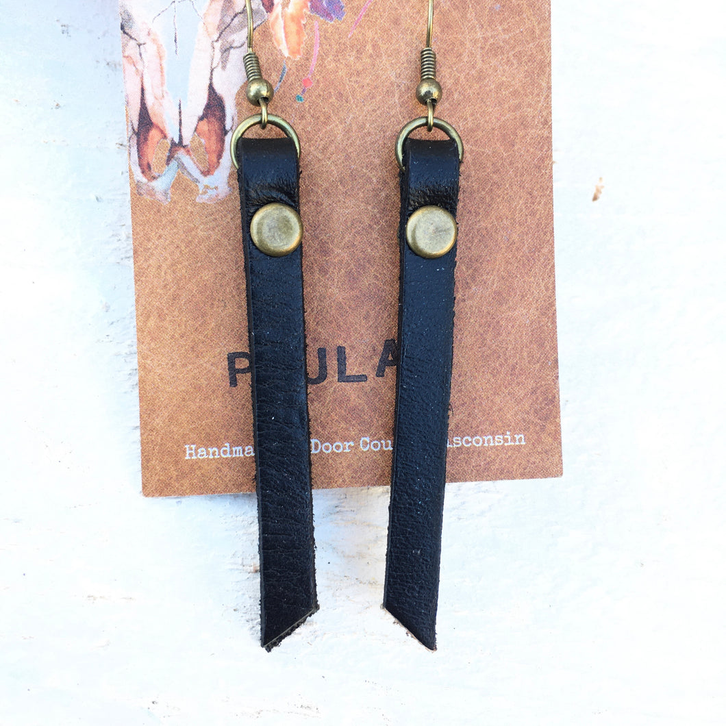 Earrings Black Leather