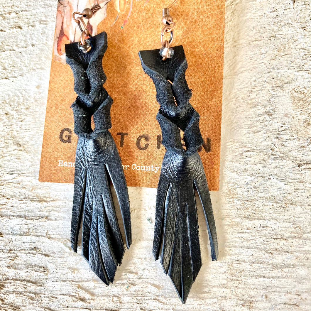Earring- Leather Dangle, Black